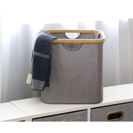 Organizador Borde Madera 33X33X33Cm Ext Tela Gris