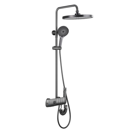GRIFERIA BARRAl DUCHA CON TRANSFERENCIA GUN METAL GRAFITO-GUNMETAL