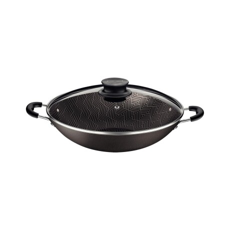 Wok con Tapa en Aluminio Tramontina Paris con Antiadherente Starflon Max Negro 32cm Negro