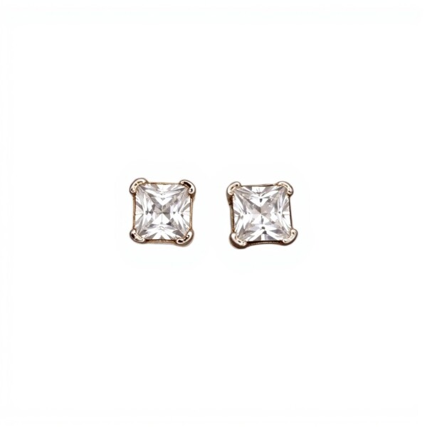 Caravanas Cuadrado-Plata 925-Piedra Zirconia-CA3132 conpiedra