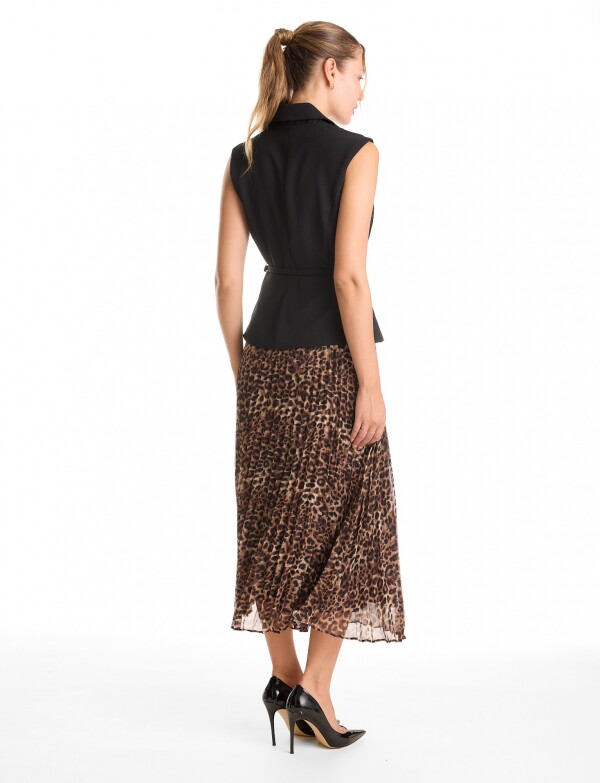 Vestido Chaleco Sastre & Falda Plisada NEGRO/MULTI