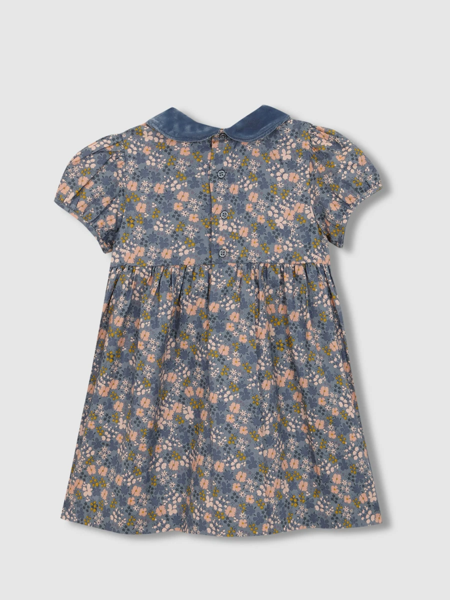 Vestido Manga Corta Nido De Abeja Verde Viejo Claro