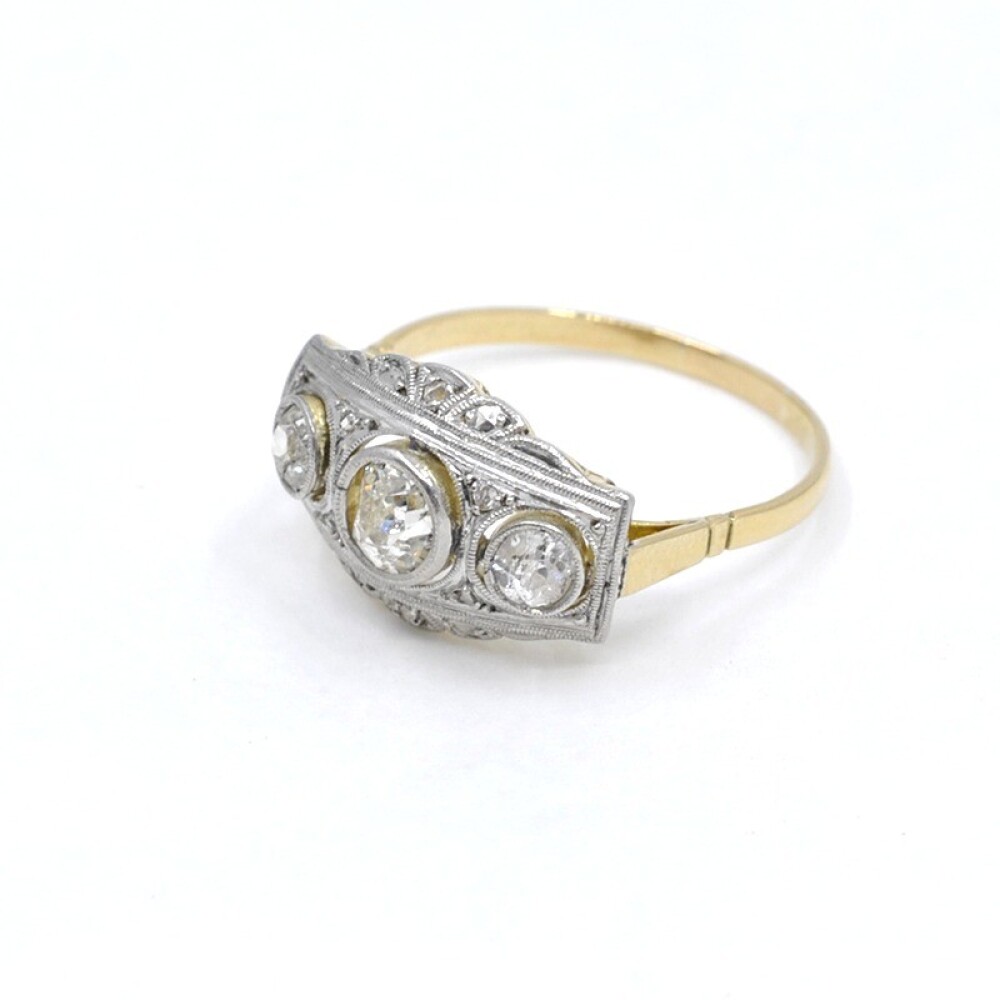 Anillo Oro 18K De 2 Tonos, Brillantes Y Diamantes Anillo Oro 18K De 2 Tonos, Brillantes Y Diamantes