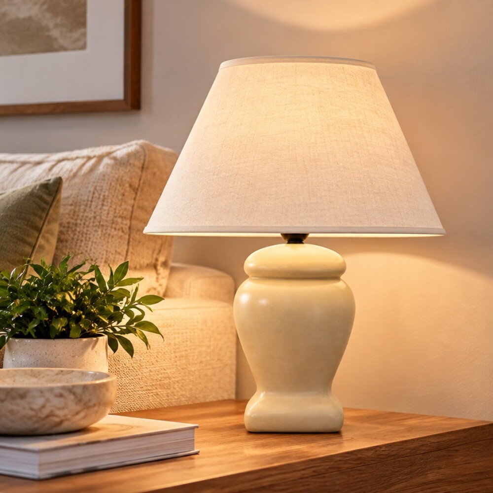 Lampara Jarron Cuadrado Crema YFS14980 30 cms Lampara Jarron Cuadrado Crema YFS14980 30 cms