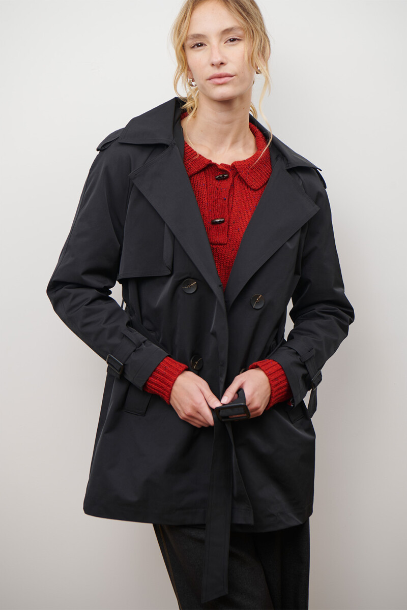 TRENCH CAPUCHA MIDI NEGRO