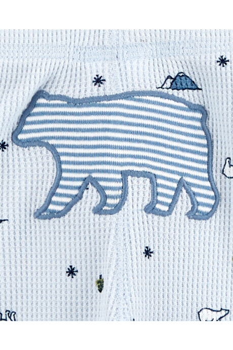 Set tres piezas de algodón, pantalón y bodies, diseño oso Set tres piezas de algodón, pantalón y bodies, diseño oso