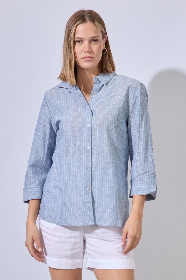 Blusa Lino Stripes AZUL