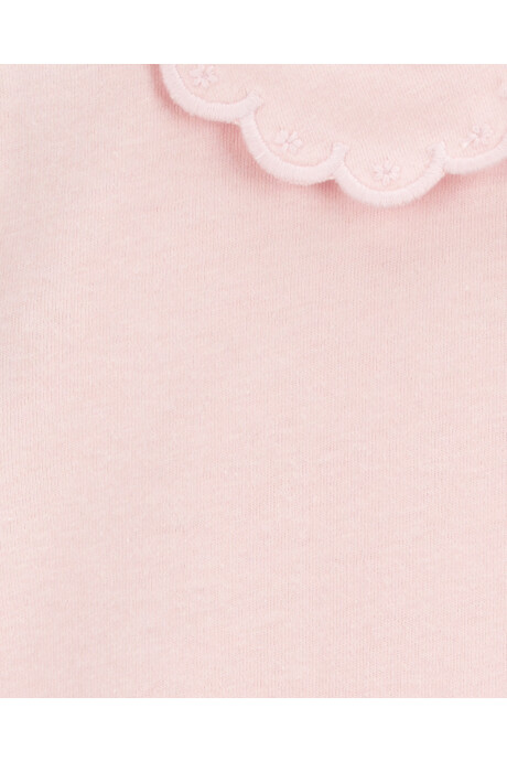 Blusa de algodón, con cuello mago festoneado, rosada Sin color
