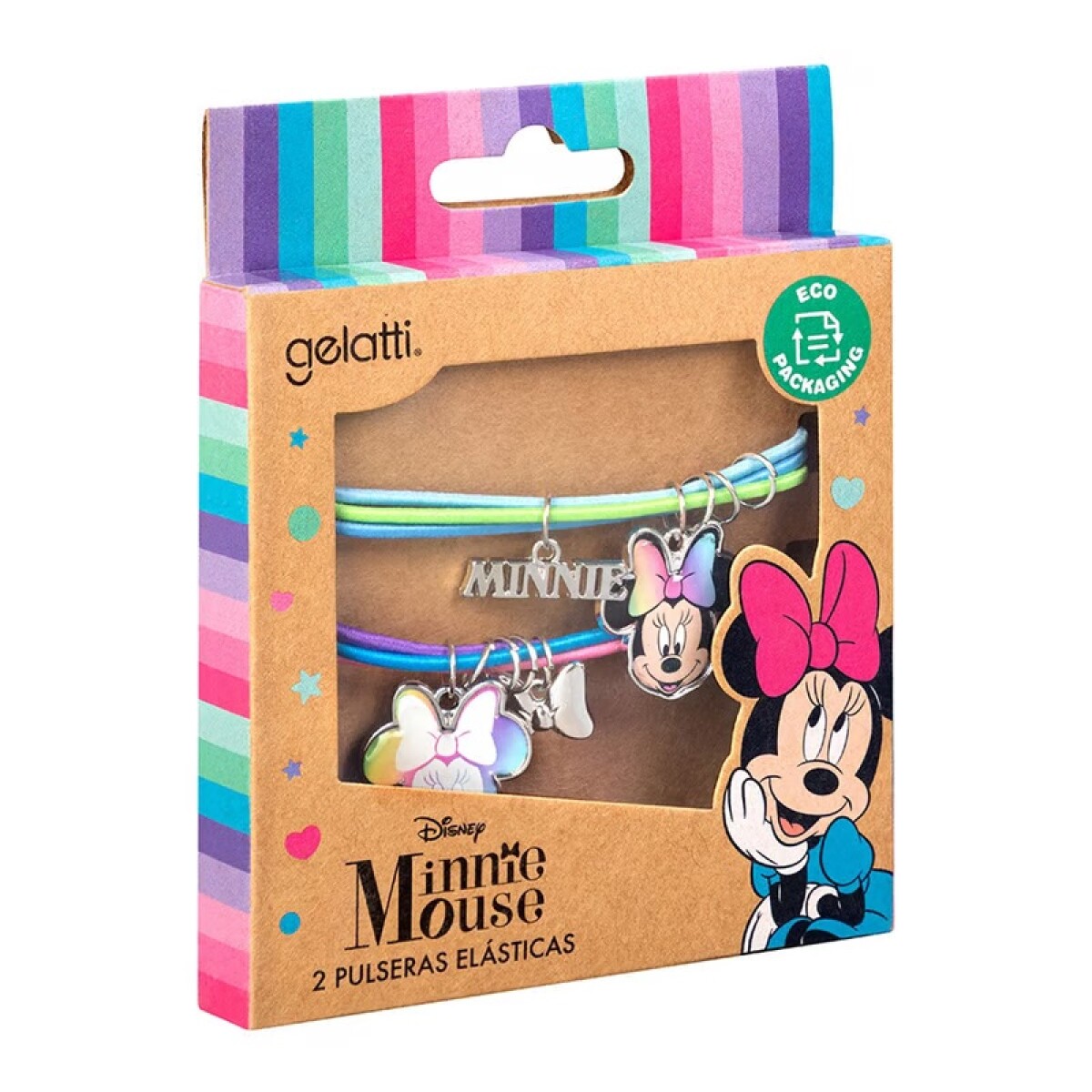 Set de 2 Pulseras Elásticas Disney Minnie con Dijes 