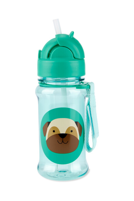 Botella de plástico Tritan, con sorbito, diseño pug Sin color