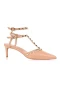 Stiletto Bajo de Cuero con Tachas Beige
