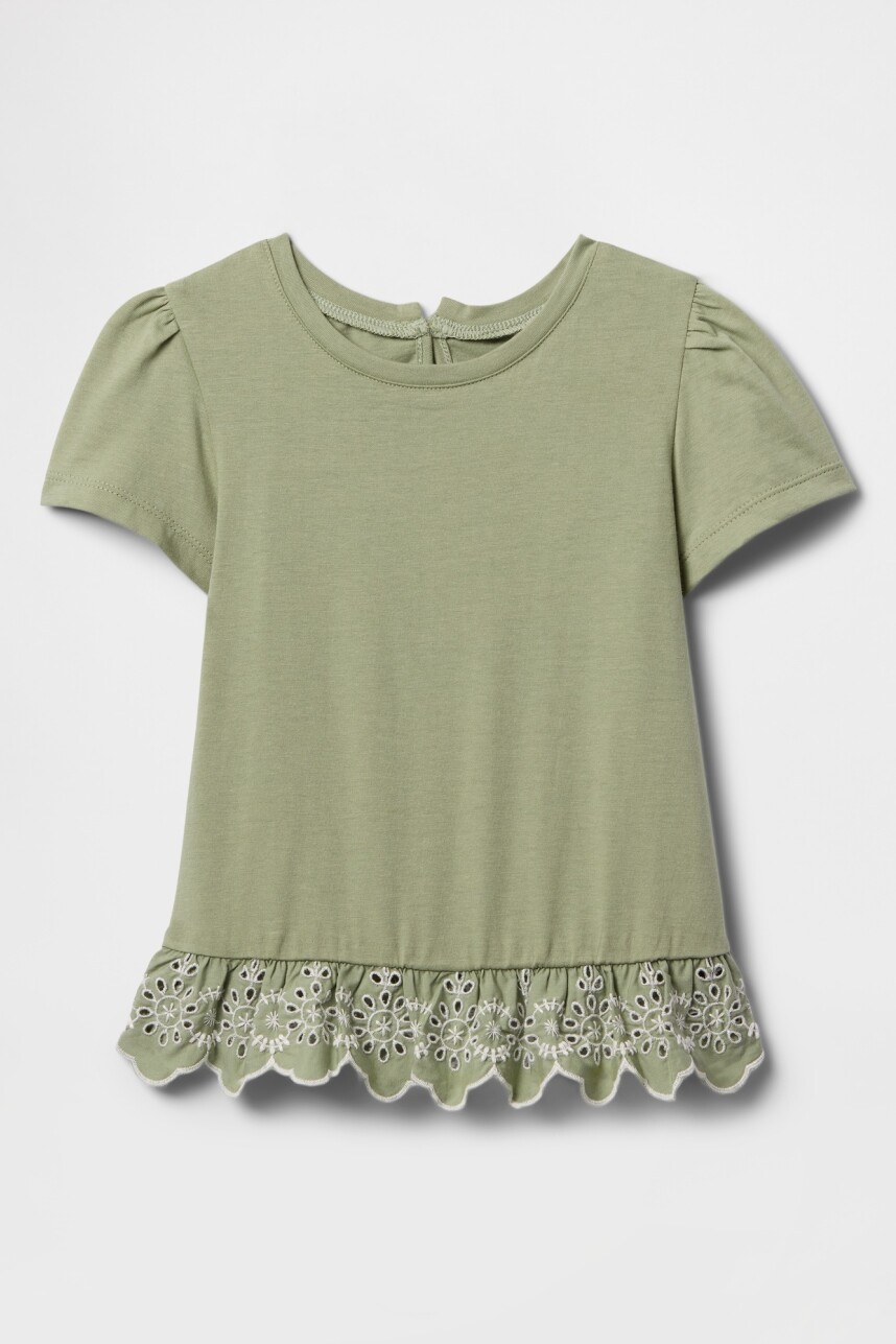 Remera Tunic Con Broderie Toddler Niña Desert Sage