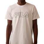 FILA Regular letter outline Remera manga corta casual para hombre - Blanco/Negro Blanco-Negro