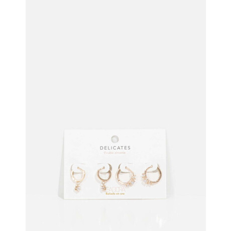 Set De Argollas Con Cubic Dorado