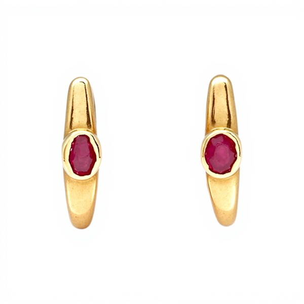 Caravanas Rubí Aro Oval de oro- Oro bajo - Rubí- CA8120 conpiedra