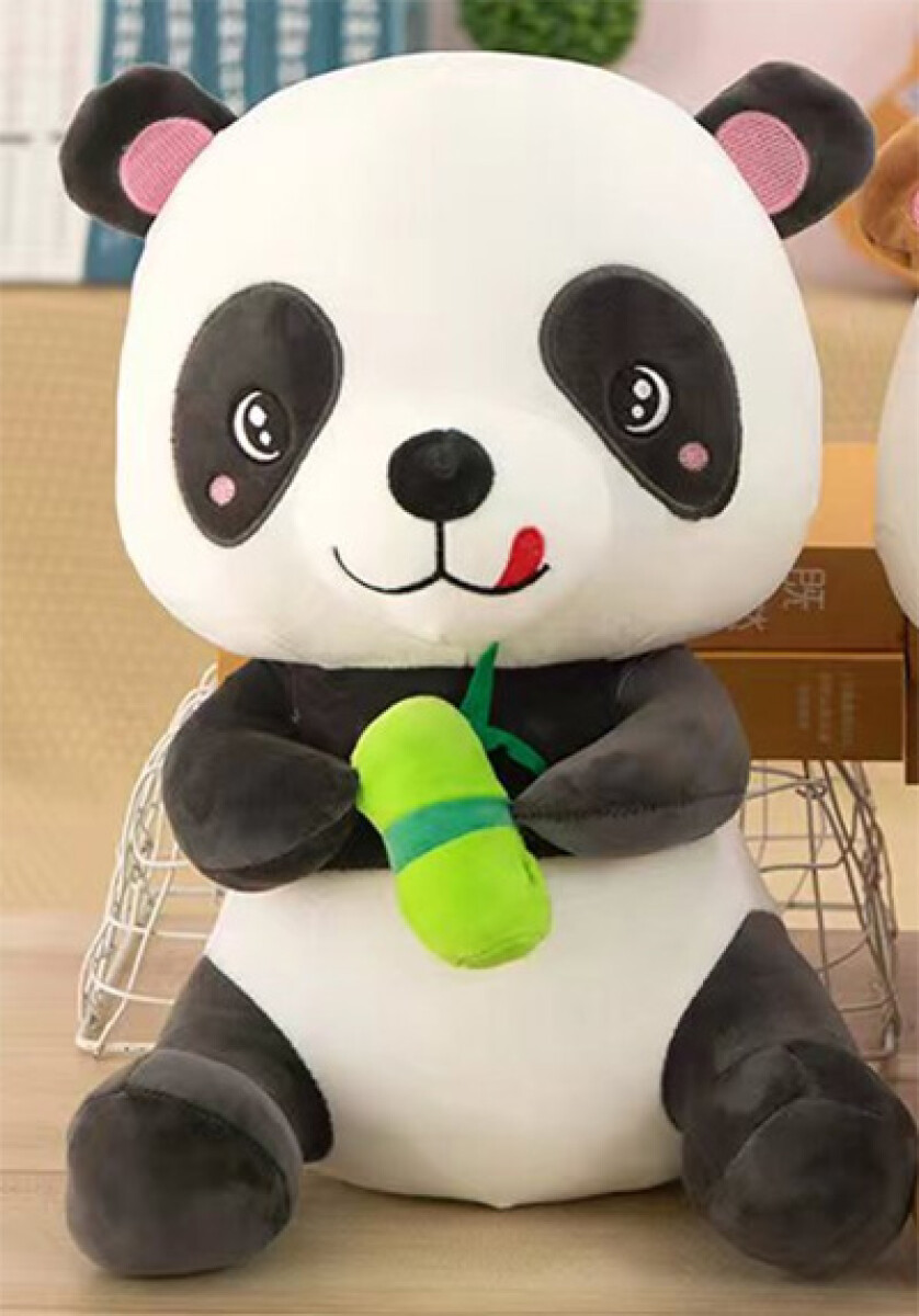 PANDA NEGRO CON BAMBÚ 41 CM 