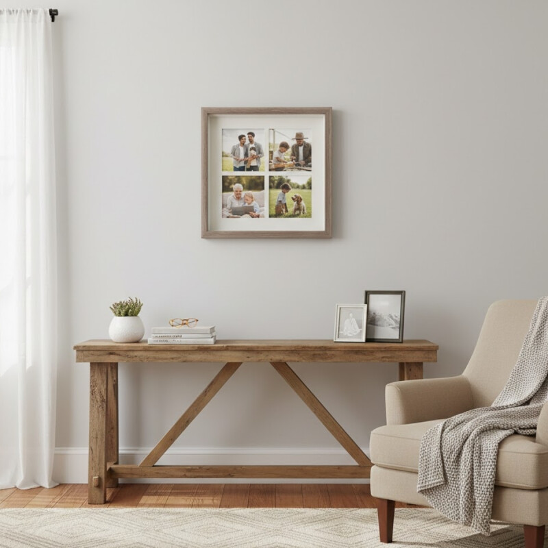 Portarretrato cuadro para cuatro fotos 27x27cm cuadrado MADERA