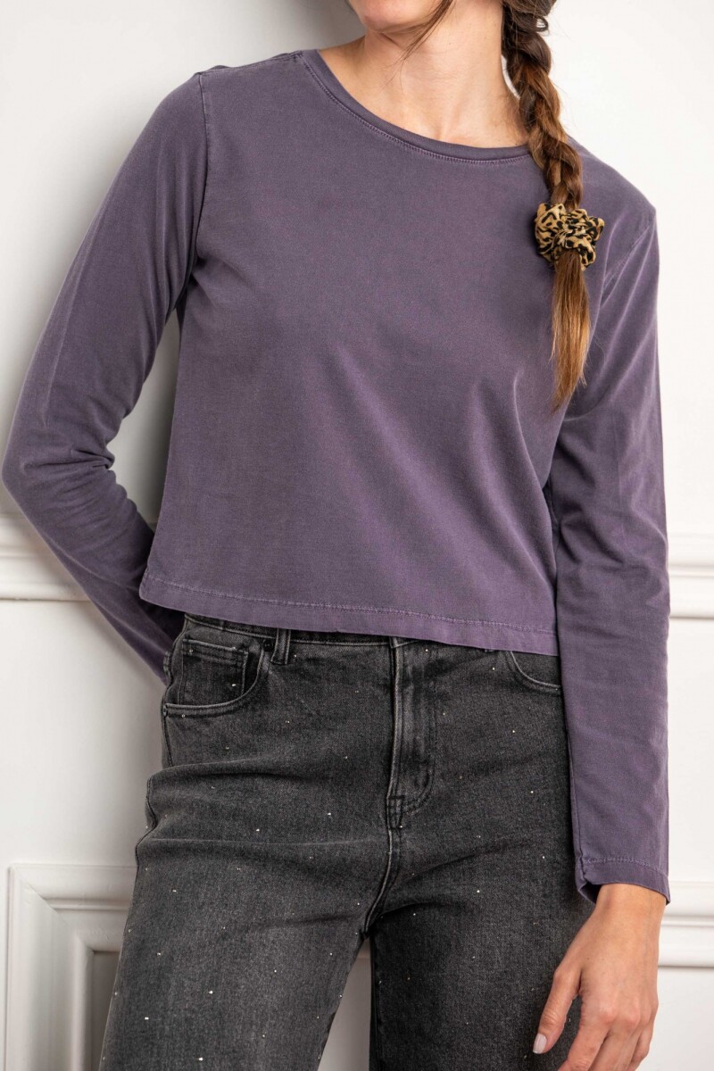 Remera Manga Larga Lavada Violeta