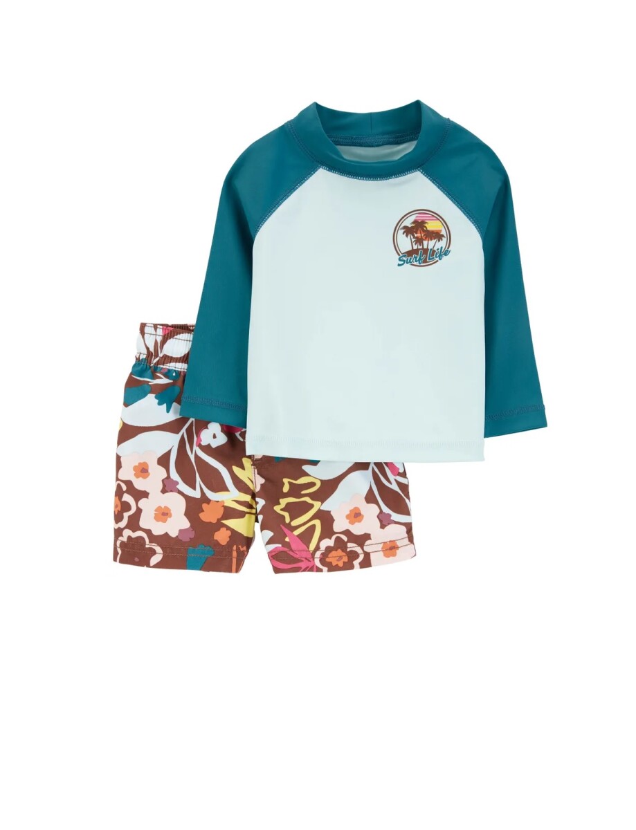 Conjunto Manga larga Protección UV Carters - Surf LIFE Celeste Marron 