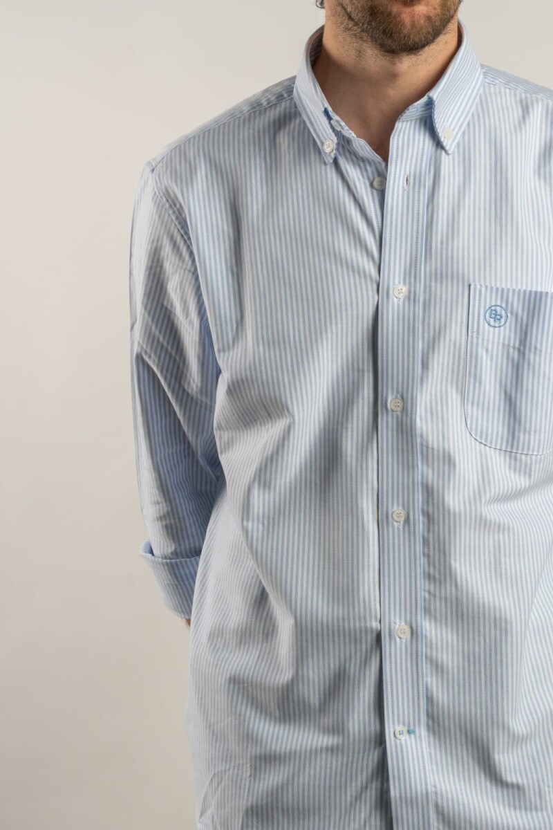 Camisa Oxford Rayada Brixton Azul