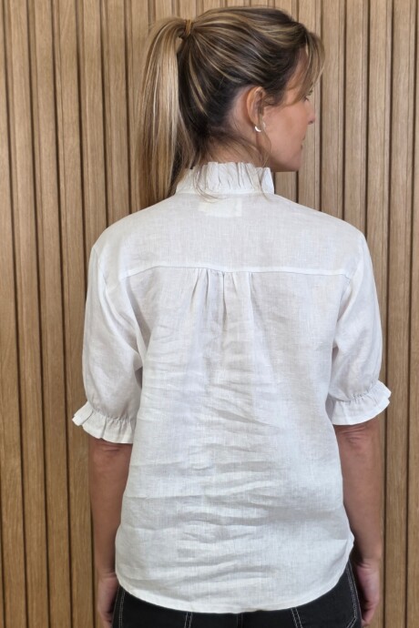 Camisa Flora Puro Lino Blanco