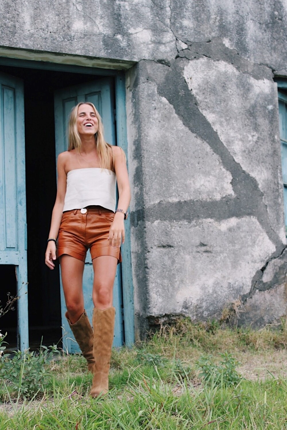 Leather Shorts Camel