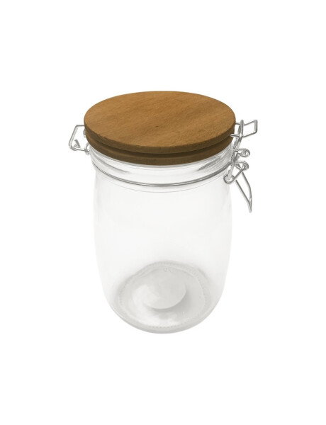 RECIPIENTE VIDRIO 1000ML TAPA MADERA/BROCHE D11XH17CM RECIPIENTE VIDRIO 1000ML TAPA MADERA/BROCHE D11XH17CM