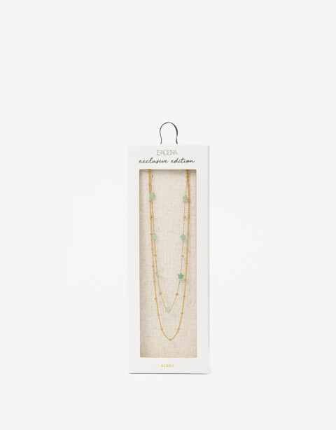 Collares Cortos Piedra Set De Collares De Acero Con Piedra - Dorado