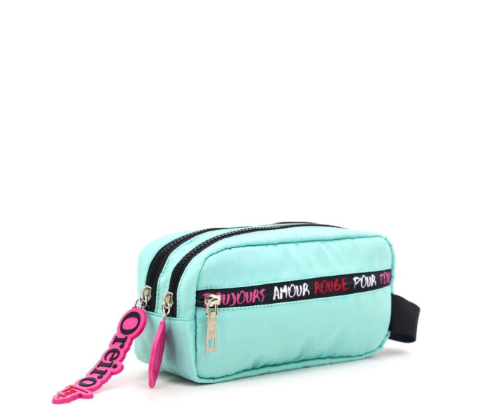 Cartuchera Las Oreiro Love Doble Cierre Verde Agua