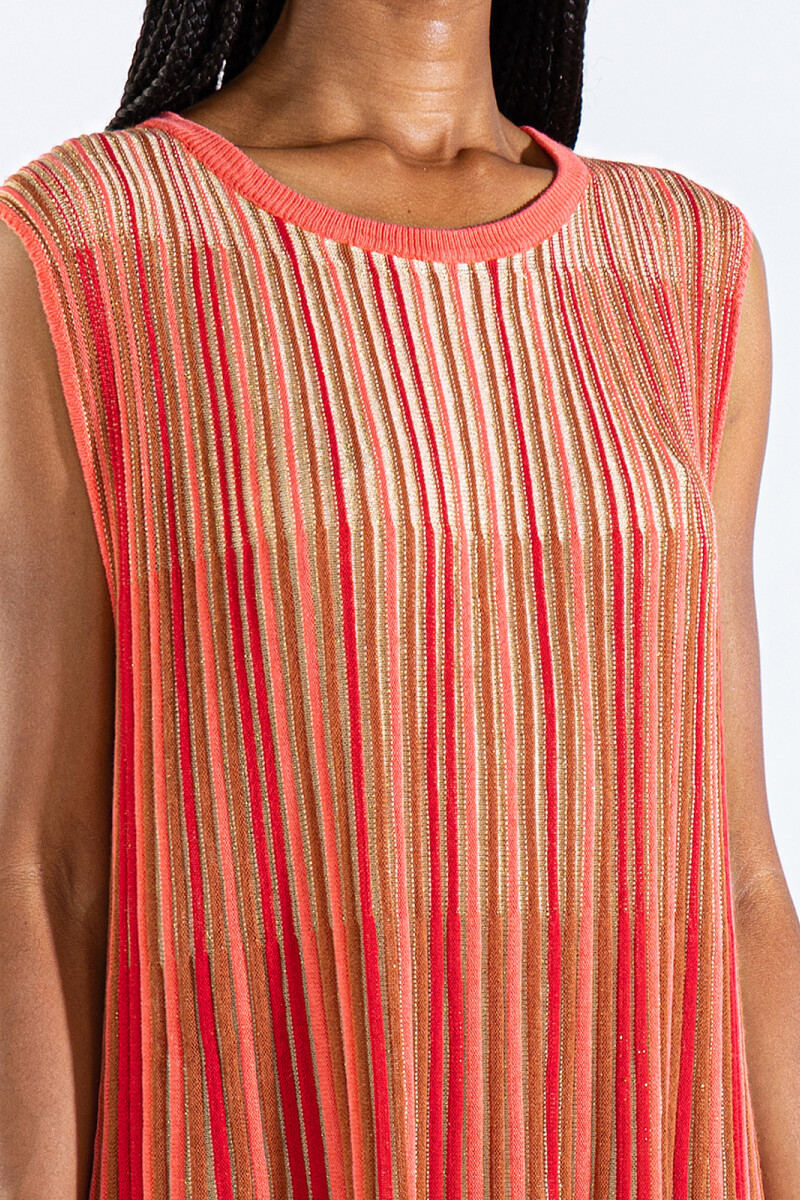 STRIPED TEE KNIT DRESS Fucsia