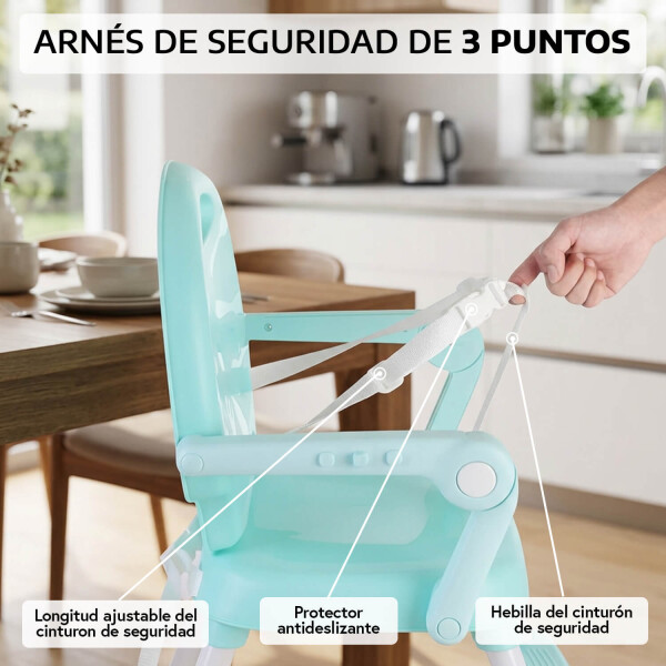 Silla De Bebe Para Comer Plegable Asiento 3 En 1 Arnes Cinturon Seguridad 3 Puntos Imback Color Turquesa Silla De Bebe Para Comer Plegable Asiento 3 En 1 Arnes Cinturon Seguridad 3 Puntos Imback Color Turquesa