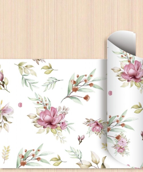 Papel Regalo Bobina 60cm x 100mts PINK FLOWERS