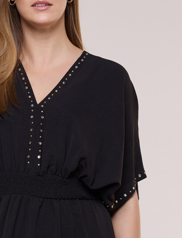Vestido Maxi Con Tachas NEGRO