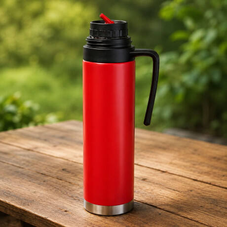 Termo Arriero Ac. Inox 750ml Manija Fija Mantiene Frío Calor Rojo