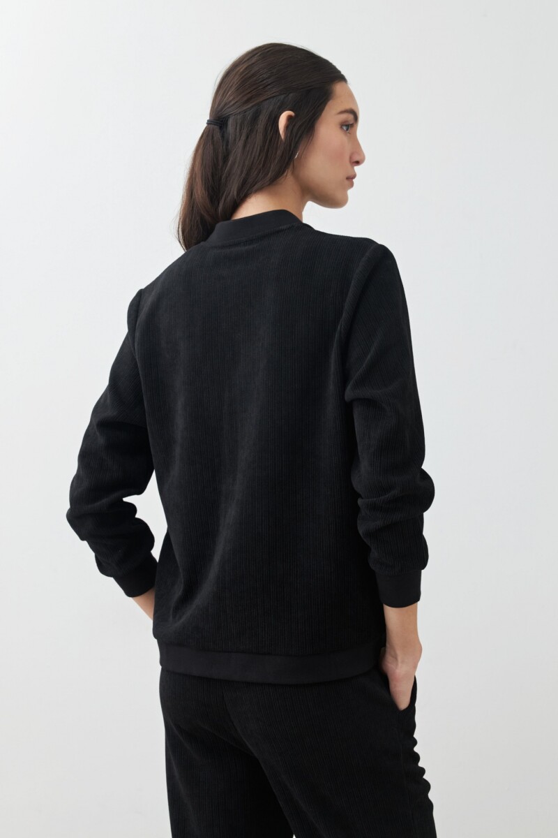 Bomber c/ textura acanalada negro