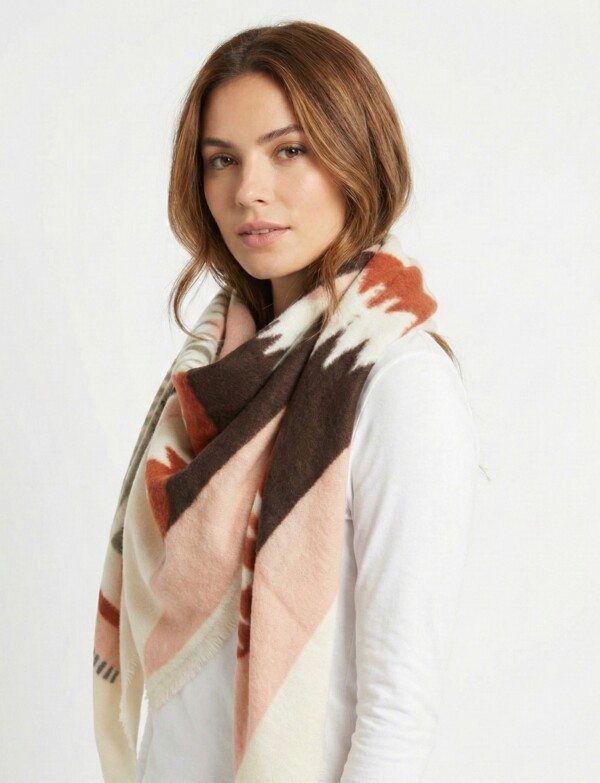 Pashmina Geometrica MULTI/OLIVA