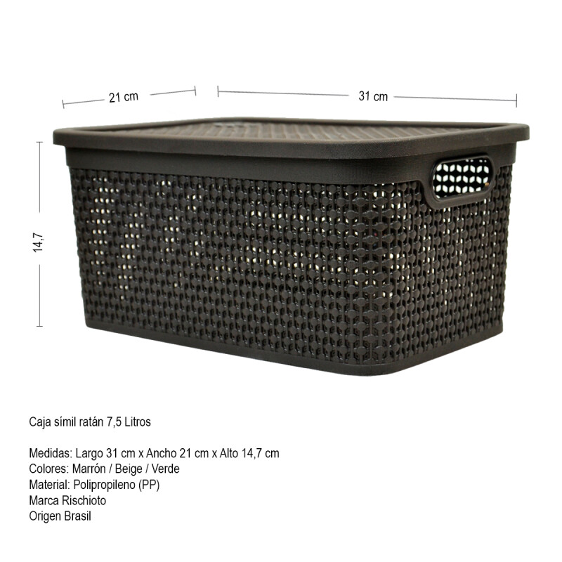 Set x6 Caja simil ratán 7,5 lts CHOCOLATE