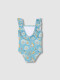 Bañador Estampado Flores Azul Claro