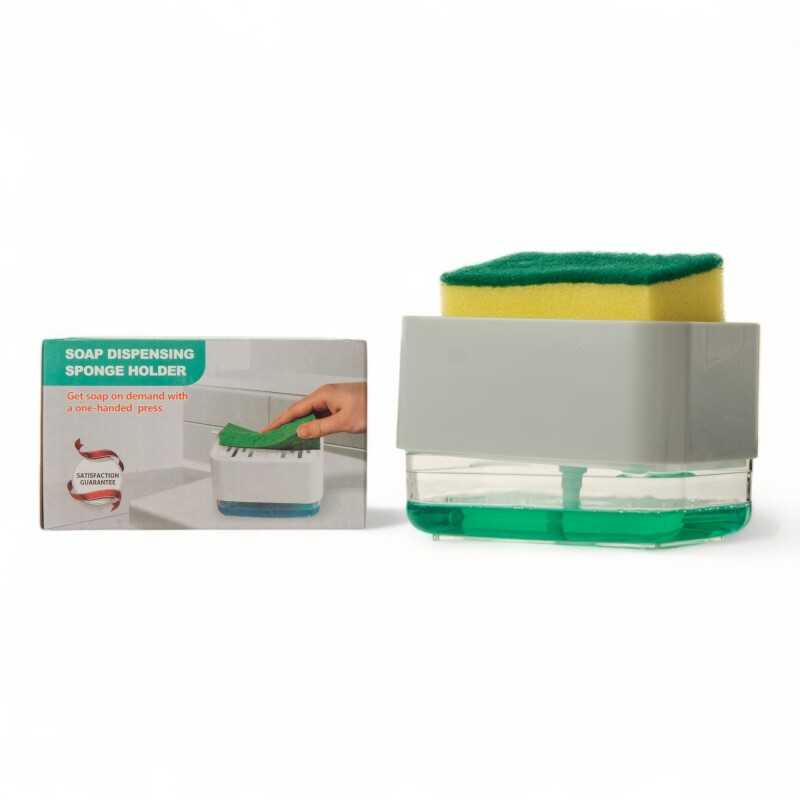 Dispensador Detergente, Jabón Líquido. Para Esponja Gris