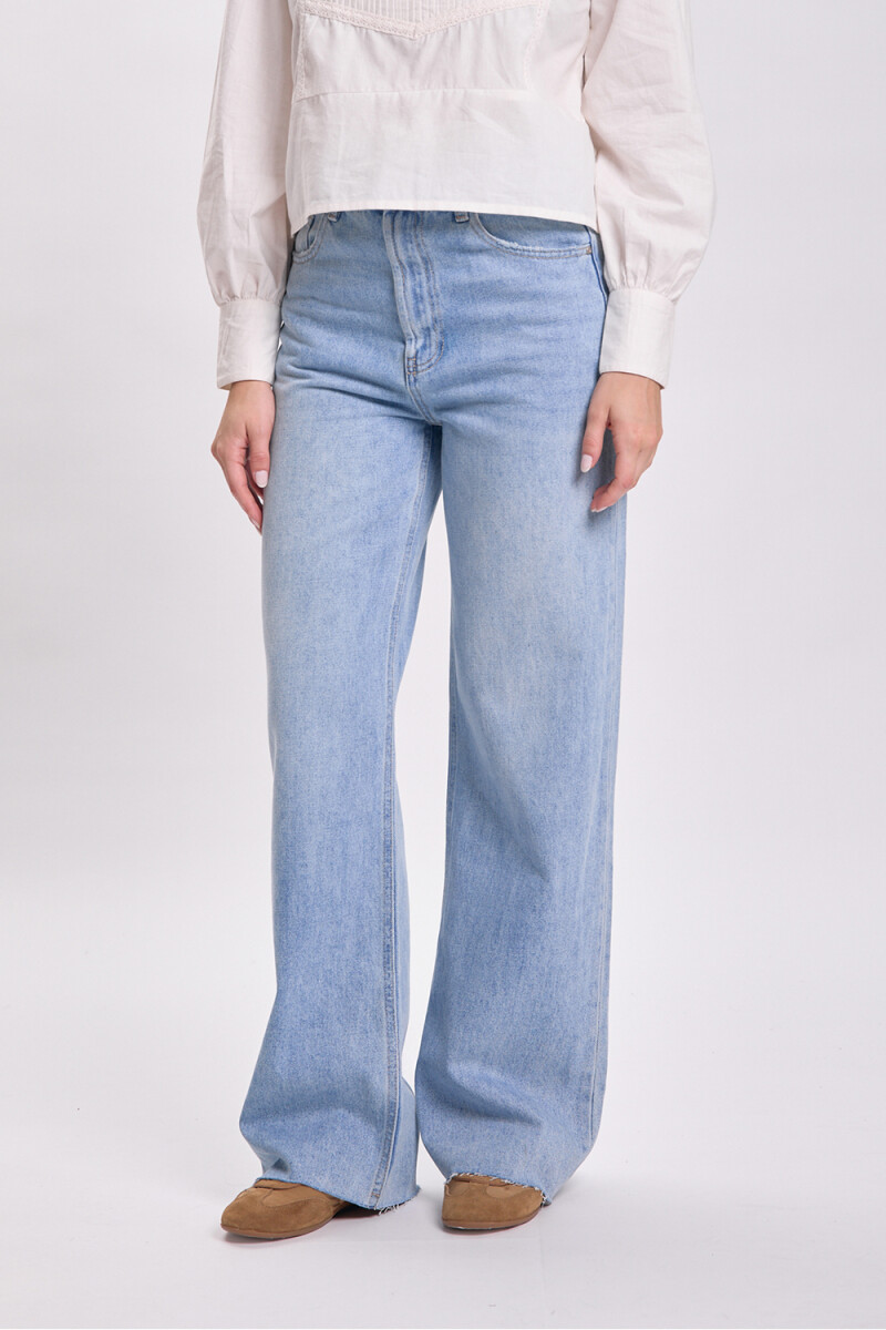 Pantalón jean wide leg Azul Claro