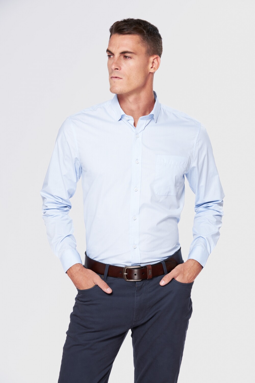 CAMISA LISA DE VESTIR Celeste