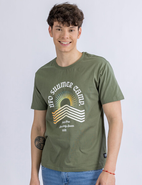 Camiseta en algodón estampada UFO Summer Camp verde S