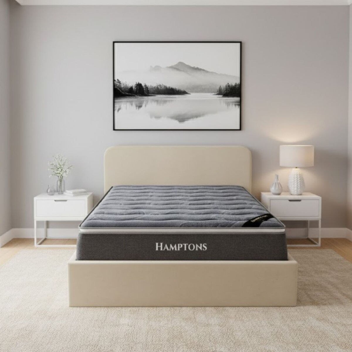 Sommier Baul 2 Plazas Hamptons Silver Con Respaldo 