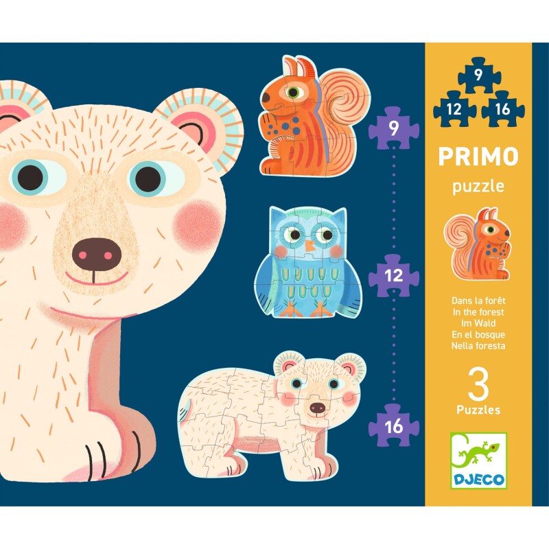 Puzzle x3 Primo 9, 12 y 16 Pcs 3+ Djeco - Bosque Puzzle X3 Primo 9, 12 Y 16 Pcs 3+ Djeco - Bosque