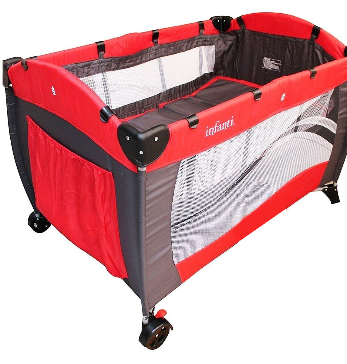 Practicuna Infanti Doble Altura Cuna Cambiador Corral - Rojo 