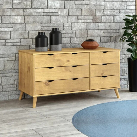 Cómoda Cajonera en madera maciza, con patas - 6 cajones MADERA
