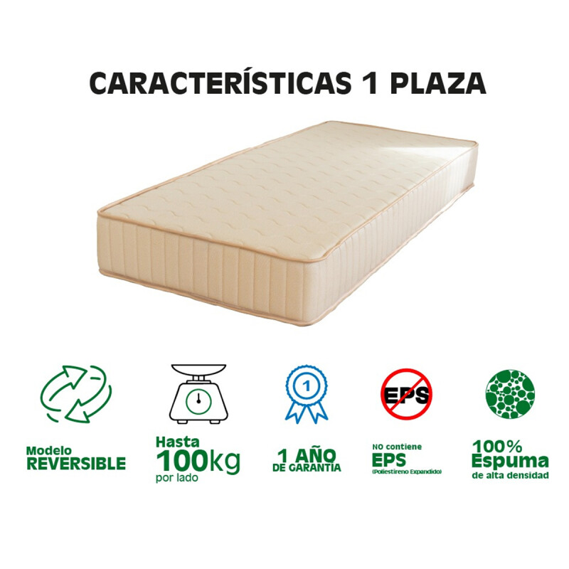 Colchón Espuma 1 Plaza D26 Soporta Hasta 100kg La Tentación Gris Colchón Espuma 1 Plaza D26 Soporta Hasta 100kg La Tentación Gris