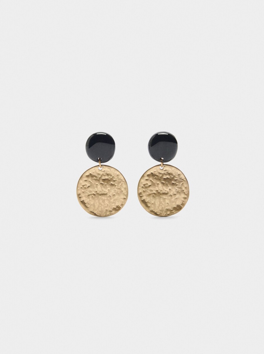 Pendientes Redondos De Resina - negro 