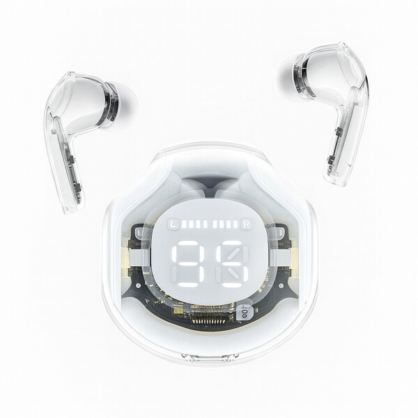 Auriculares Bluetooth Inalámbricos C/ Display Batería USB-C Color Blanco