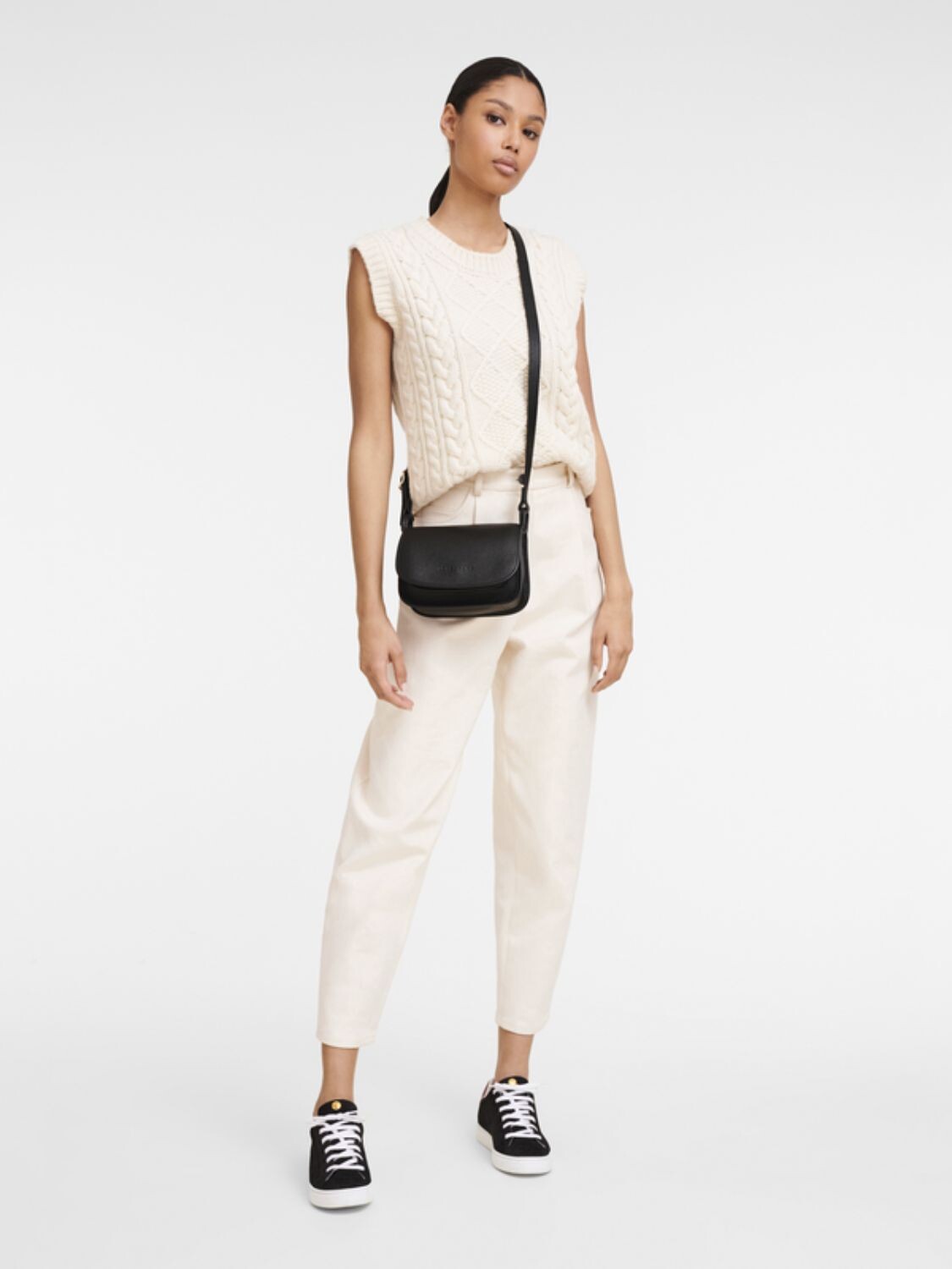 Longchamp -Cartera de cuero cruzada con solapa, Le Foulonné 001